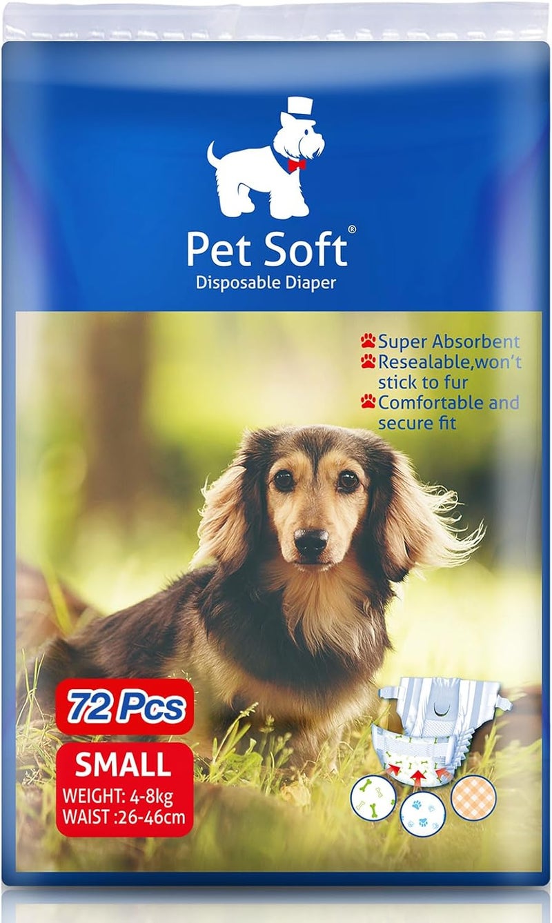 Pet Soft Dog Diapers Female - Disposable Puppy Diapers, Cat Diaper 72pcs Small - Image 1